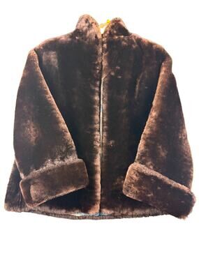 VTG Higbee’s Mouton Fur Jacket Women’s M Brown Lambskin Shearling Winter 1950s